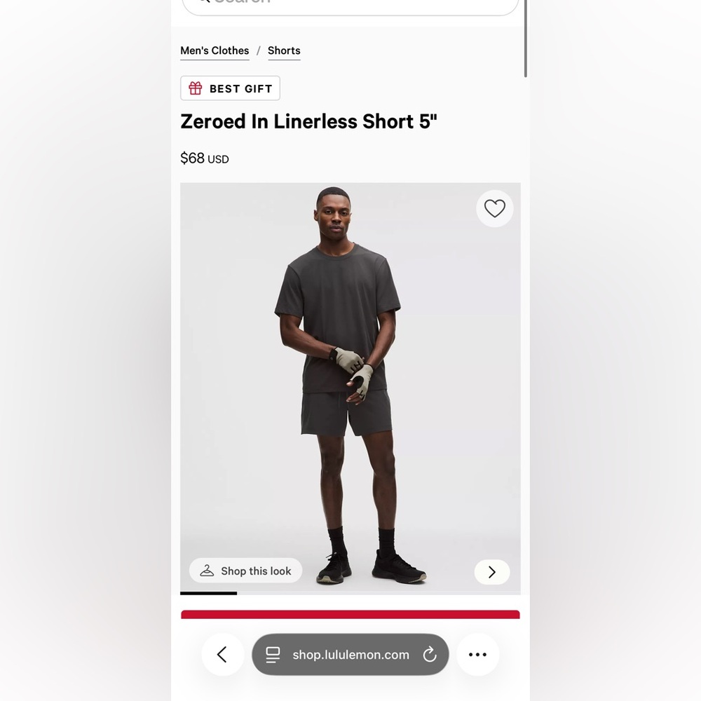 Men’s Zeroed In 5Inch Shorts Graphite Grey